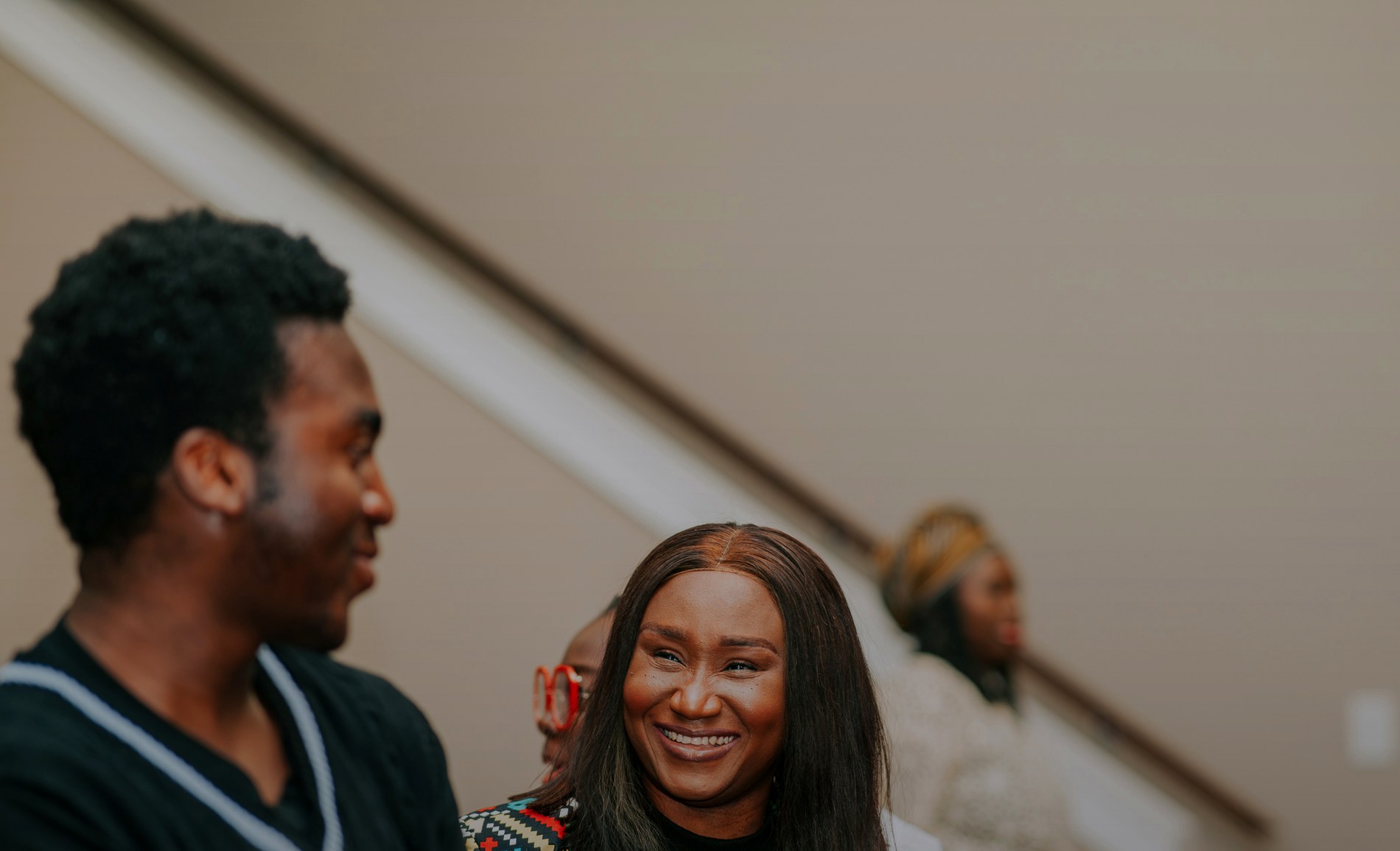 Two church members smiling together