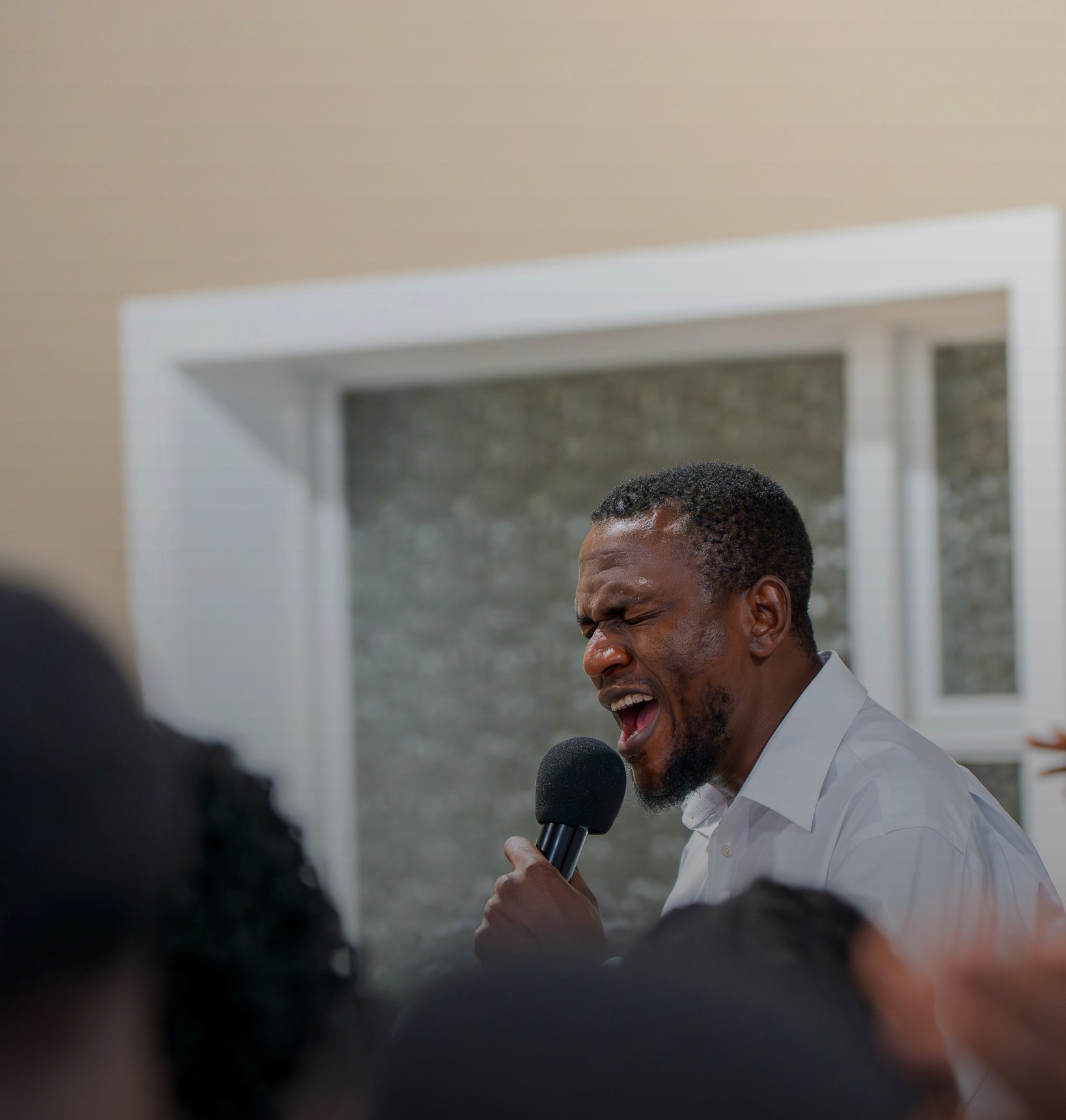 A joyful moment in the church room
