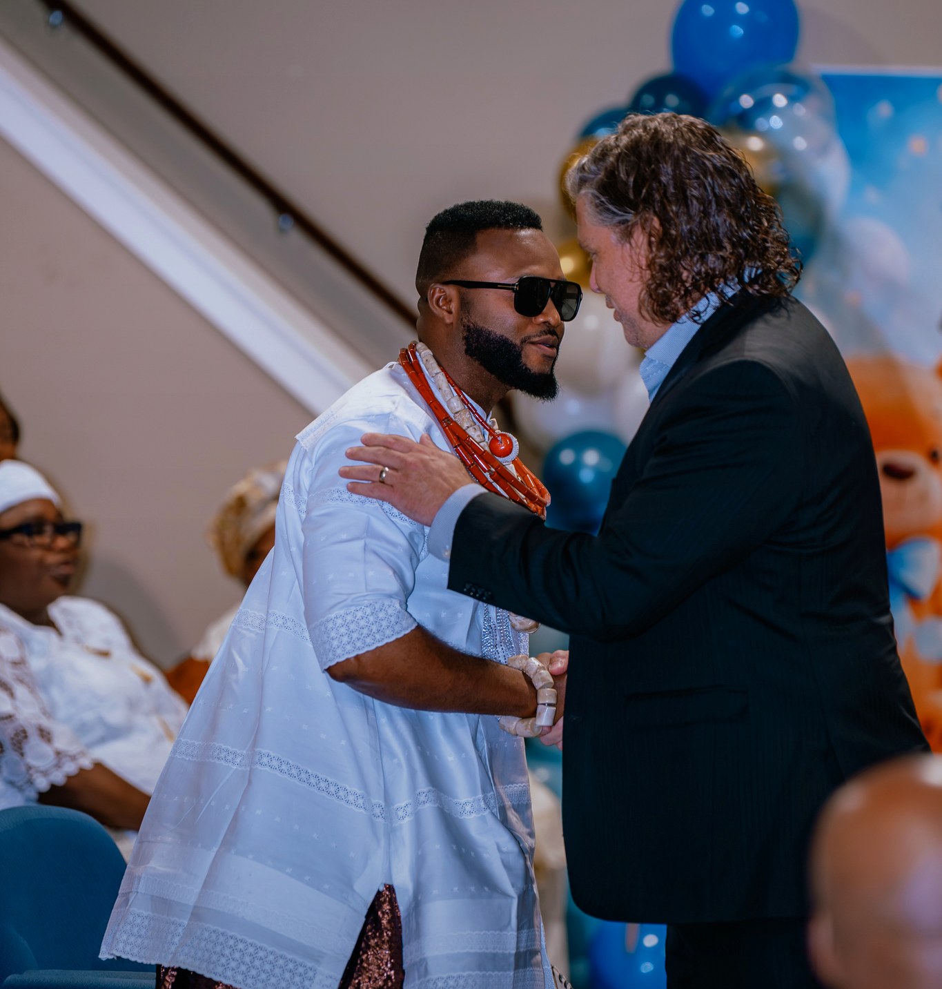 A greeting moment between church members