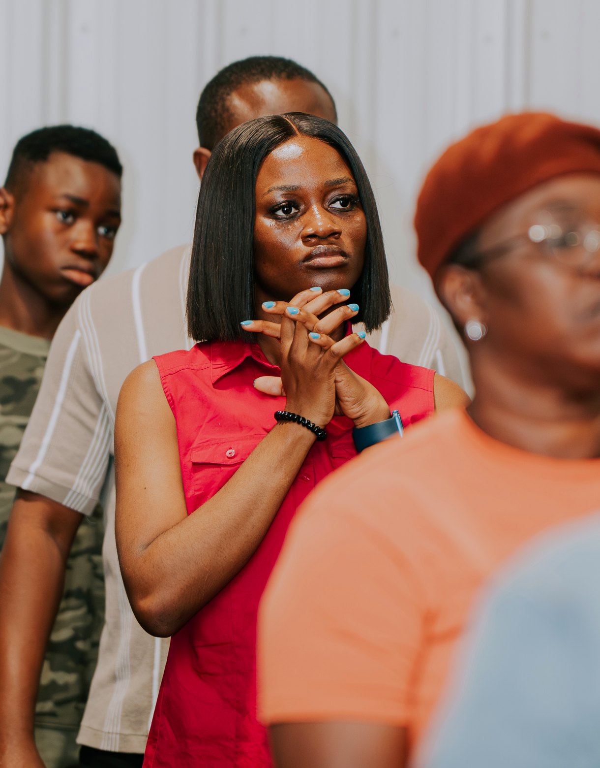 A focused prayer moment during Solution Hour