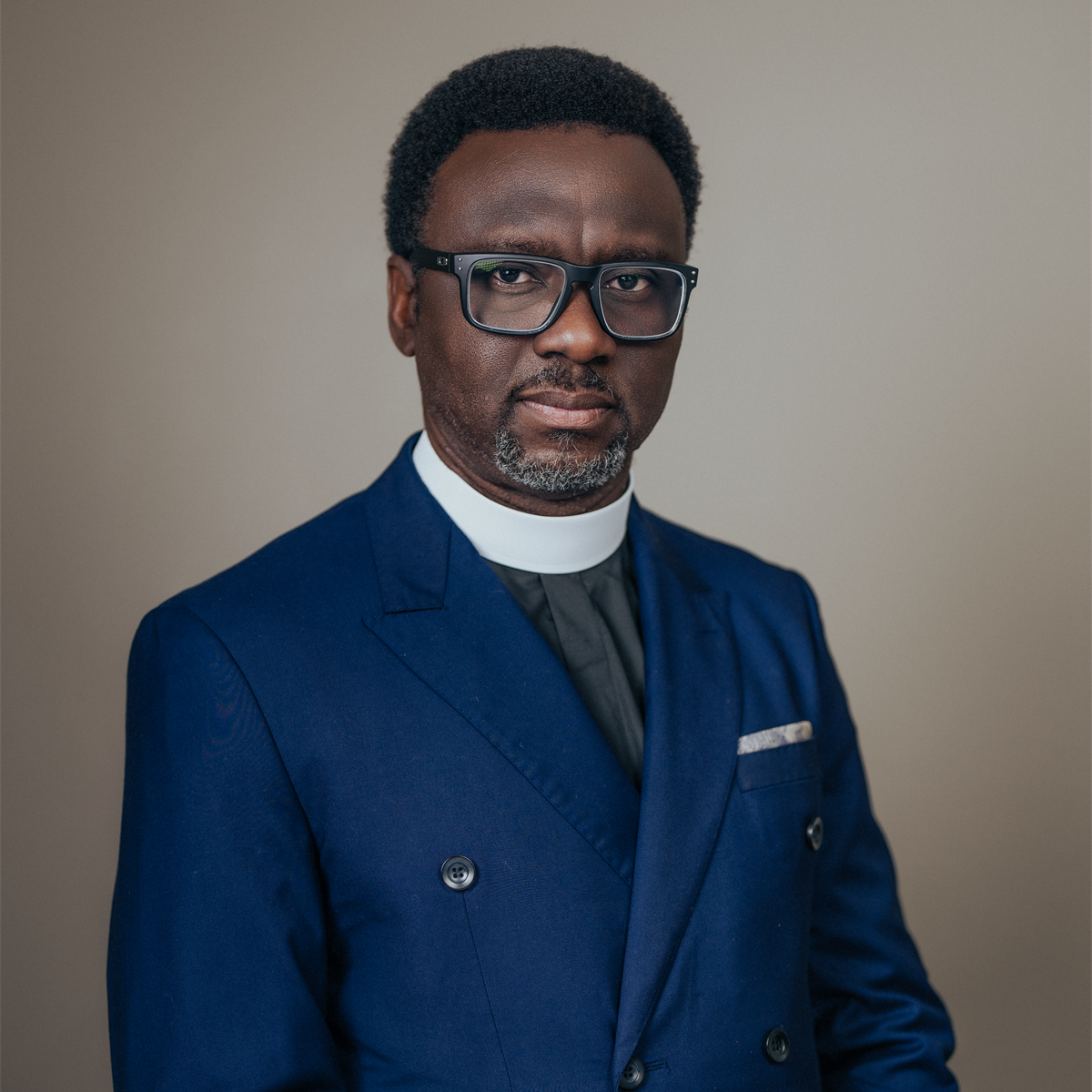 Pastor Oluwaseun Oyewole wearing his clerical collar